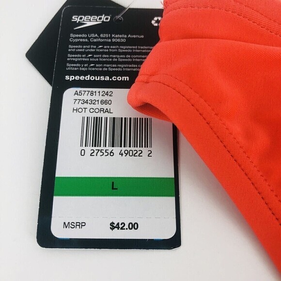 Speedo Womens 660 Hipster Bikini Bottoms UPF 50+ in Hot Coral Large - Picture 8 of 9